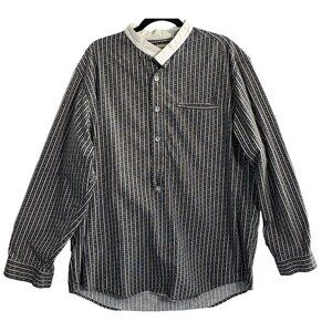 FRONTIER CLASSIC Men Pullover Long Sleeve Western Shirt Sz L Black Retro hb-23